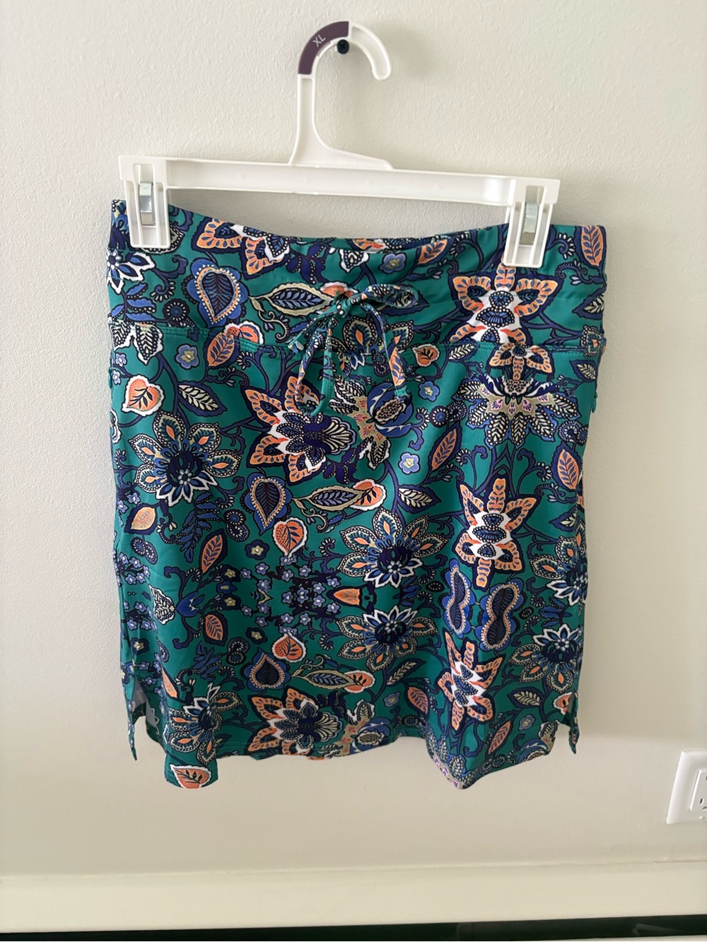 Floral Print Teal Pickleball/Tennis Skirt with Drawstring Waist